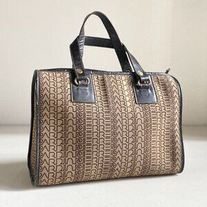 Vintage Pierre Cardin All over Print Canvas Leather Trim Small  Satchel